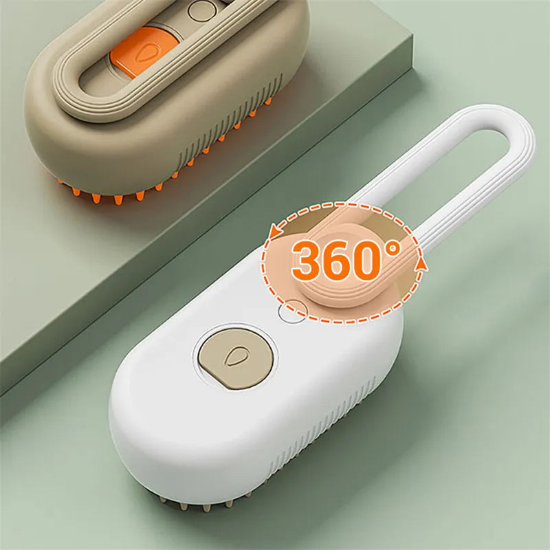 3-in-1 Electric Steam Dog Grooming Brush – Massage, Deshed & Clean