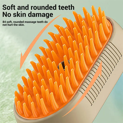 3-in-1 Electric Steam Dog Grooming Brush – Massage, Deshed & Clean