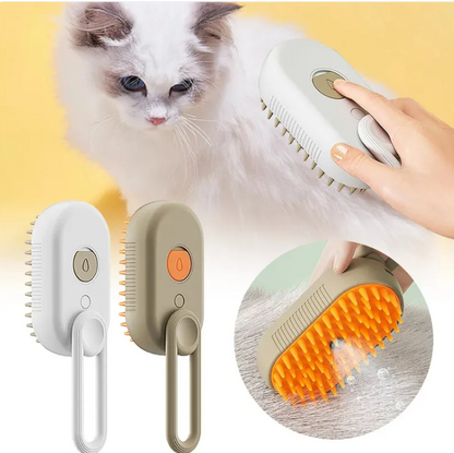 3-in-1 Electric Steam Dog Grooming Brush – Massage, Deshed & Clean