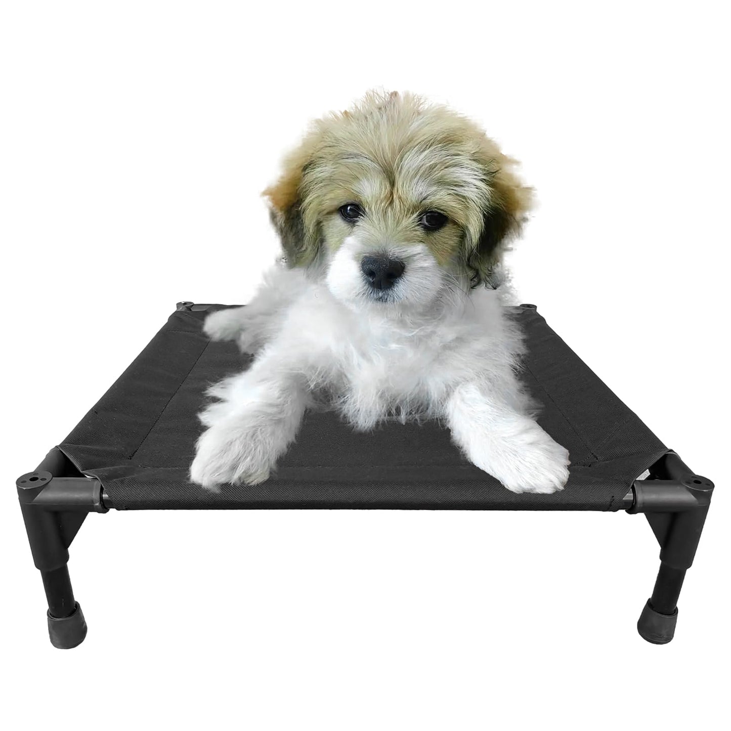 Love&go Elevated Pet Bed with Metal Frame – Cooling Raised Cot, Easy-Wash Cover (Small, Black)